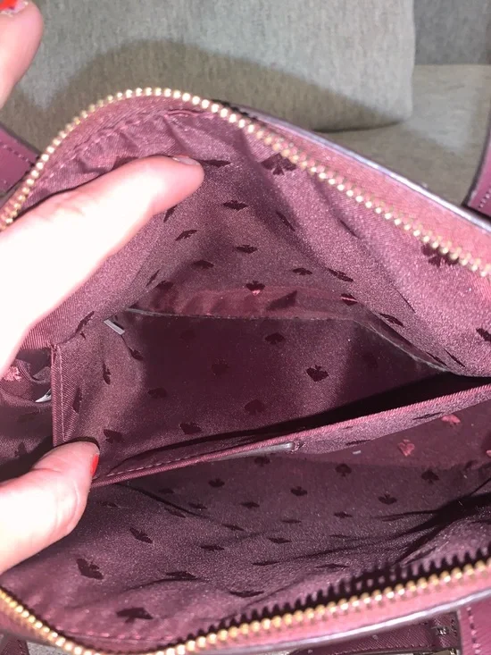 kate spade New York shimmy glitter crossbody satchel in deep nova burgundy purse - Picture 10 of 12